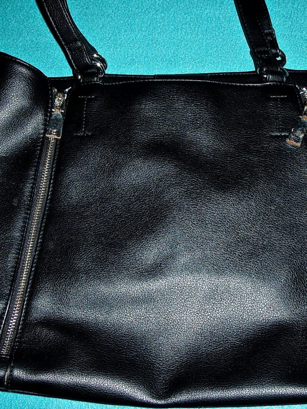 INC INTERNATIONAL CONCEPTS LINED LARGE BLACK TOTE BAG WITH CROCODILE DETAIL